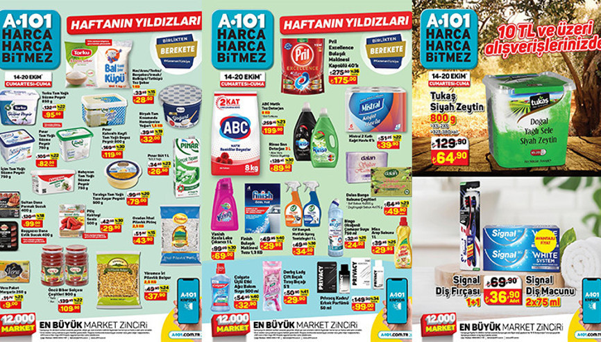 A101 aktüel 14-20 Ekim kataloğu 2023 |  Haftanın indirimleri A101 kataloğu bu hafta Bulaşık makinesi deterjanı, toz şeker, bulgur, salça indirimleri sunuyor...