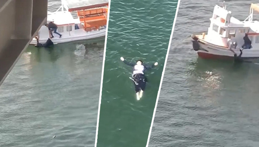 Haliç Metro Köprüsü’nden denize düştü Korku dolu anlar kamerada