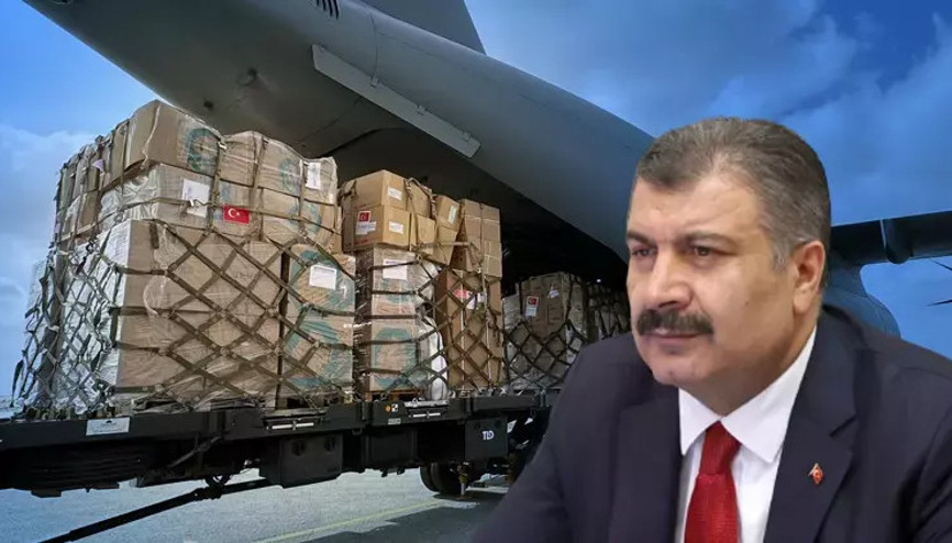 Bakan Koca açıkladı: Türkiyeden Gazzeye 4 uçak dolusu yardım malzemesi