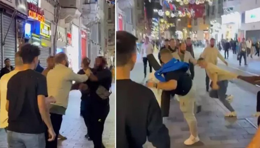 Taksim’de saç ektirme kavgası kamerada: Pansuman yapılmayınca esnafa saldırdılar Taksim’de saç ektirme kavgası kamerada: Pansuman yapılmayınca esnafa saldırdılar