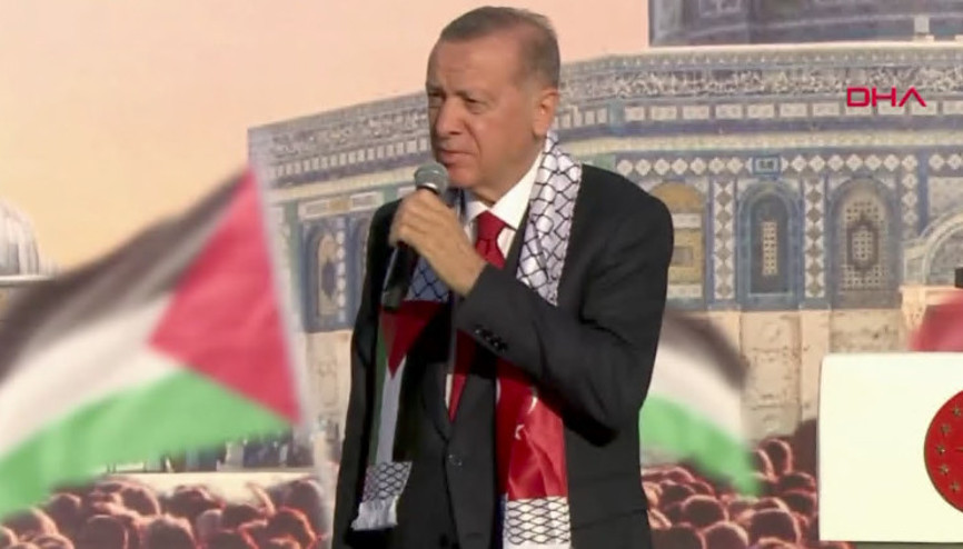 İstanbulda Büyük Filistin mitingi... Cumhurbaşkanı Erdoğan, açıklamalarda bulundu