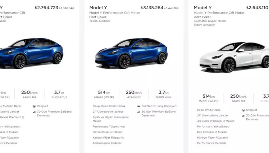 Tesla fiyatlarında indirim... Türkiye fiyatları ne kadar oldu Yapılan indirimler 400 bin liralara vardı... İşte son fiyatlar