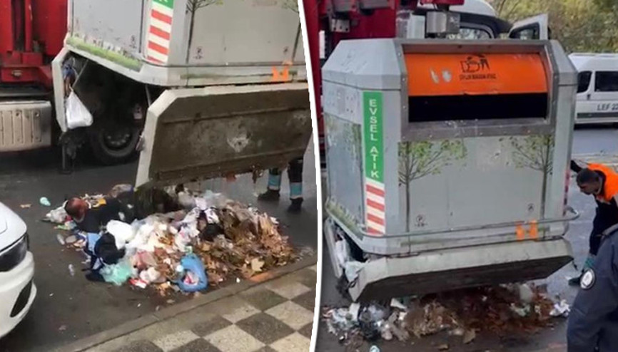 İki gün kaldığı çöp konteynerinden vinçle çıkarıldı İki gün kaldığı çöp konteynerinden vinçle çıkarıldı