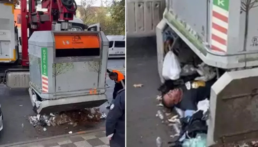 İki gün kaldığı çöp konteynerinden vinçle çıkarıldı O anlar kamerada İki gün kaldığı çöp konteynerinden vinçle çıkarıldı O anlar kamerada
