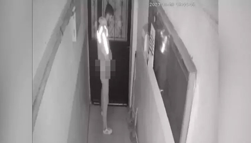 Kuryenin görüntüsü şaşkına çevirdi: Apartmana idrarını yaptı