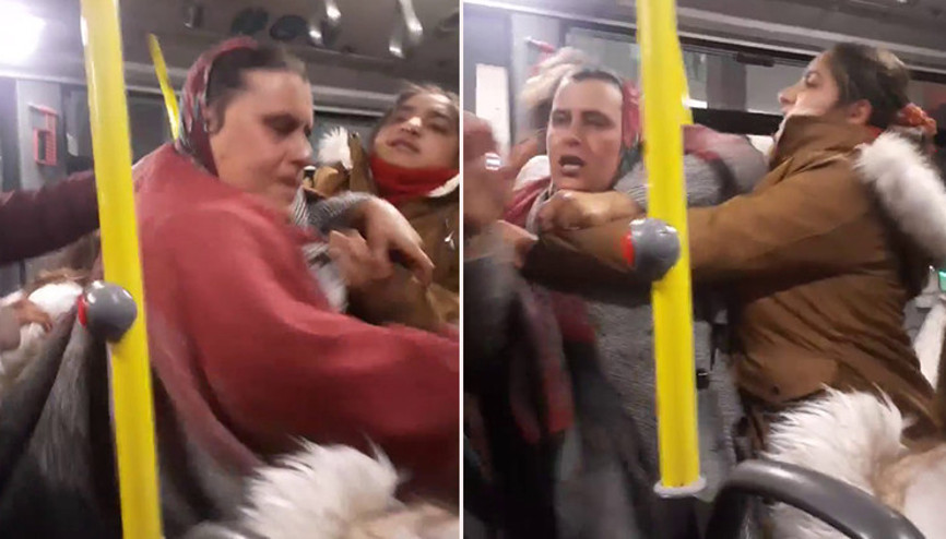 Belediye otobüsünde Sen şöföre karışamazsın kavgası Yolcular güçlükle ayırdı