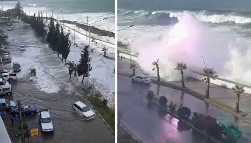 Giresun’da şiddetli fırtına Dalgalar aydınlatma direğinde patlamaya neden oldu