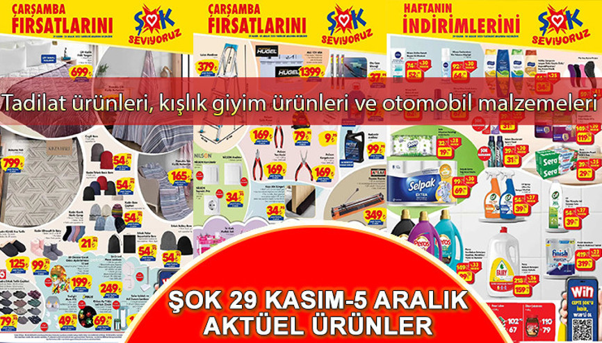 ŞOK 30 KASIM-5 Aralık Aktüel Ürünler Kataloğu: ŞOK’ta kışlık giyim ürünleri, halı, merdiven, otomobil malzemeleri satışta