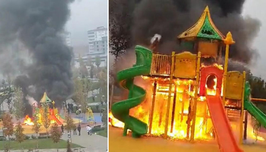 Gaziantepte çocuk parkı terör örgütü propagandası için yakılmış 9 PKK şüphelisi gözaltına alındı