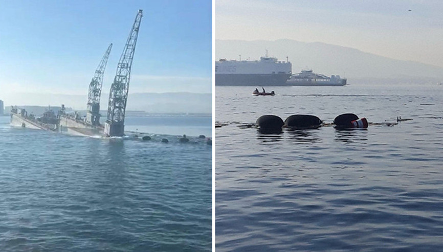 Kocaelinin Başiskele ilçesinde yüzer havuz battı