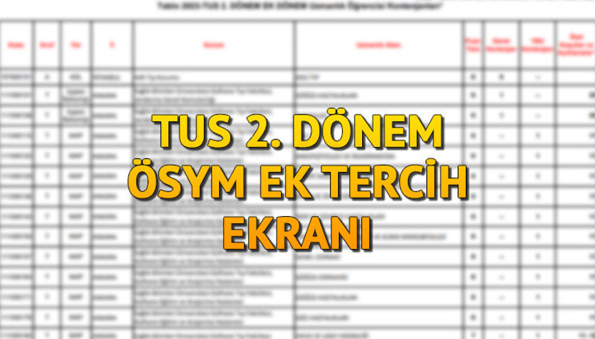 TUS TERCİH EKRANI ÖSYM.gov.tr | TUS 2. ek tercihler ne zaman, nasıl yapılır ÖSYM TUS tercih tarihleri