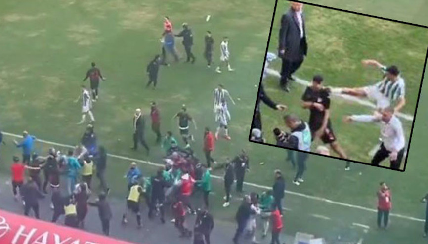 Uçan tekme, 5 kırmızı kart ve olaylar Bursaspor - Diyarbekirspor maçı fena karıştı...