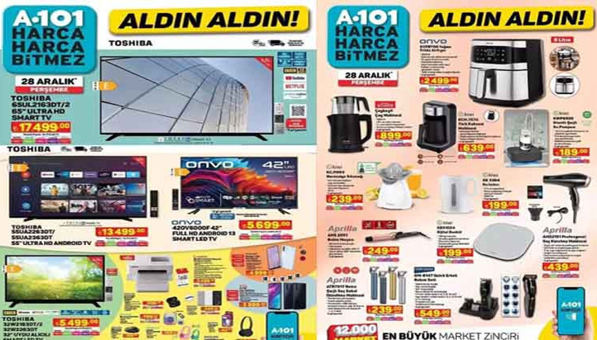 A101 28 Aralık Aktüel Ürünler Broşürü (KATALOG) | A101 markette bu hafta Airfryer, çamaşır makinesi, valiz, halı ve kahve makinesi satışa çıkıyor