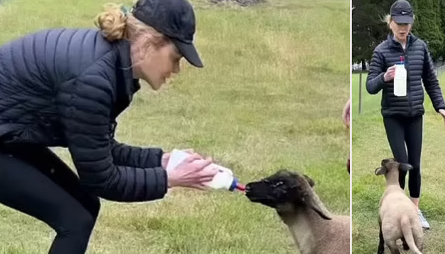 Ünlü oyuncunun bir çiftliği var, çiftliğinde minik kuzuları bile var: Kendi elleriyle besledi