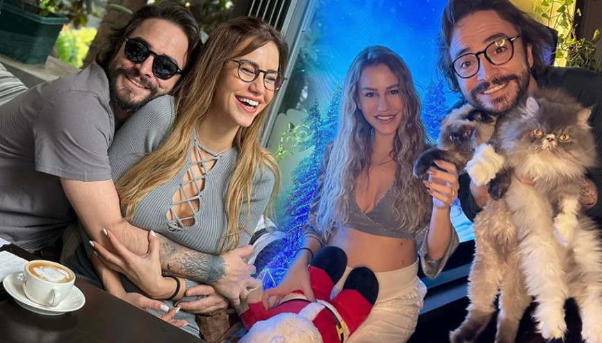 Ahmet Kural ve eşi Çağla Gizemden yeni yıl pozu... Bebek göründü