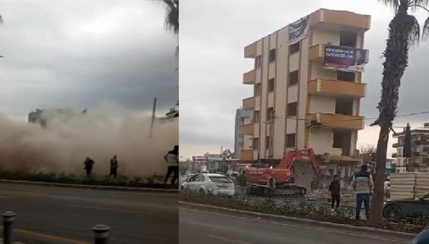 Çürük raporlu 5 katlı bina yıkım sırasında çöktü; operatör yaralandı