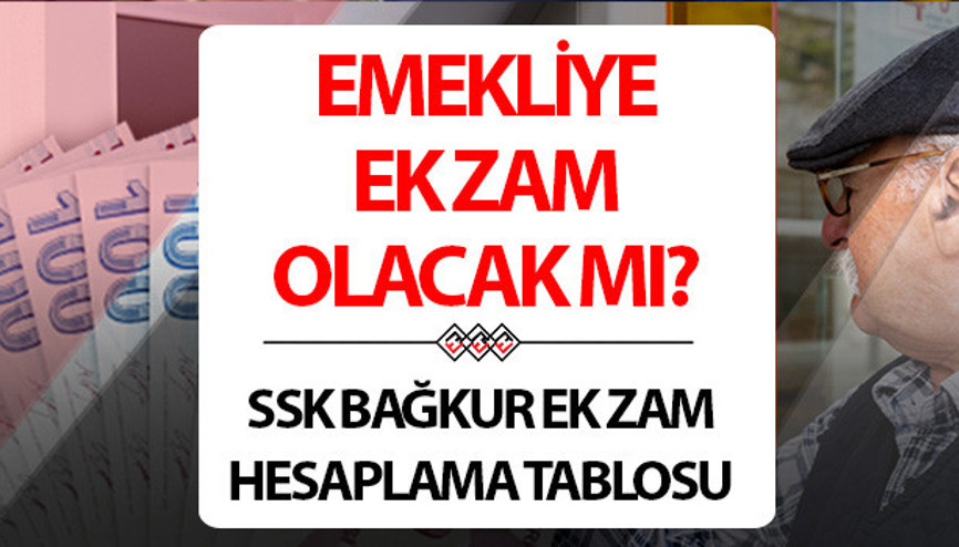 EMEKLİYE EK ZAM NE ZAMAN VERİLECEK, ek zam olacak mı SSK Bağkur en düşük emekli maaşı ne kadar olacak İşte oransal artışla emekli ek zammı hesaplama tablosu...
