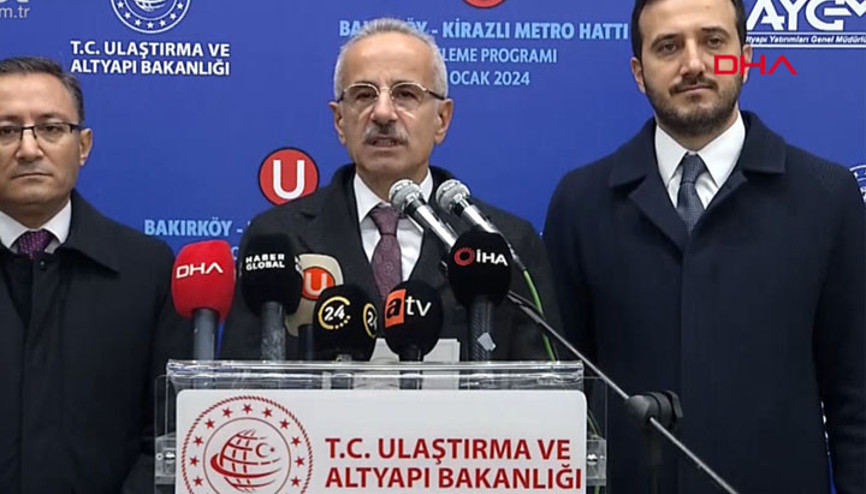 Bakan Uraloğlu, Bakırköy-Kirazlı metro hattı incelemesinin ardından açıklamalarda bulundu