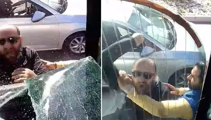 Antalyada trafikte dehşet saçtı: Yol vermeyen otobüse saldırıp yumrukla camını patlattı