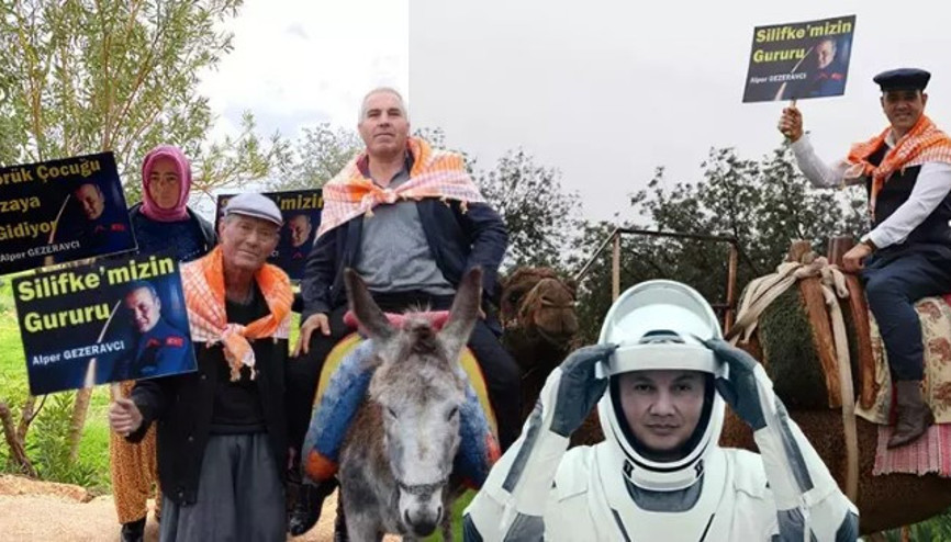 Yörüklerden ilk Türk astronot Alper Gezeravcıya pankartlı destek
