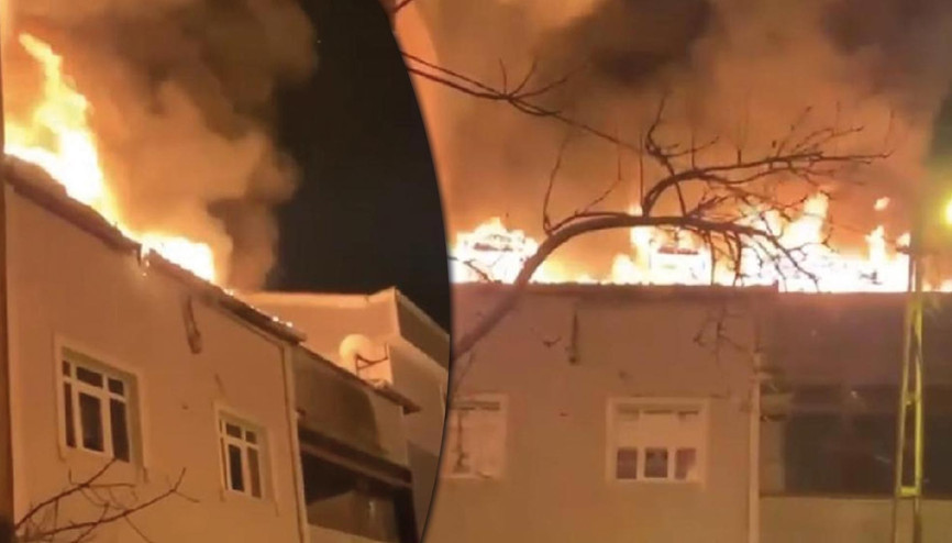 Tuzlada korkutan çatı yangını
