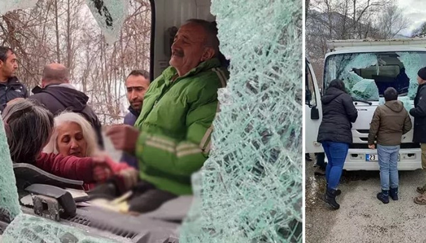Dağdan kopan kaya parçası aracın içerisine girmişti: Sürücü hayatını kaybetti