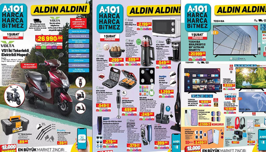 SATIŞTA 📌🛒A101 aktüel 1 Şubat 2024 kataloğu || A101de bu hafta neler var İki Tekerlekli Elektrikli Moped, Dikey Süpürge A101de...