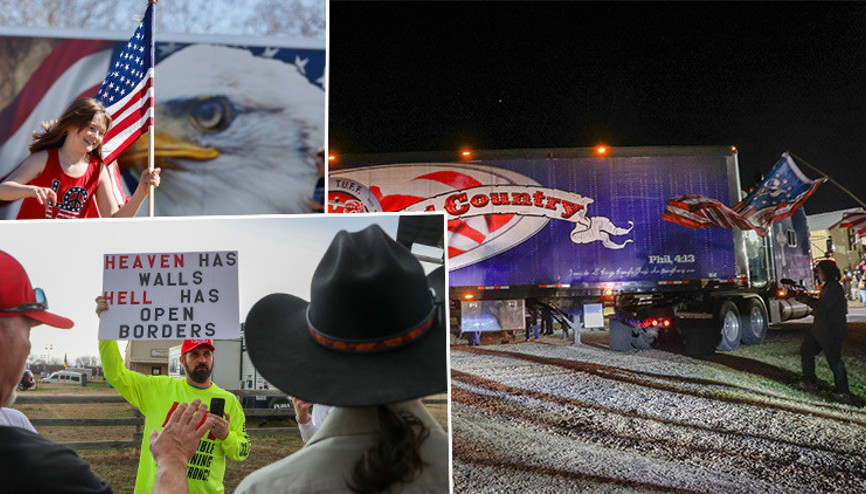 ABD’de göçmen protestosu: Yüzlerce tır ve kamyonun oluşturduğu konvoy sınırda