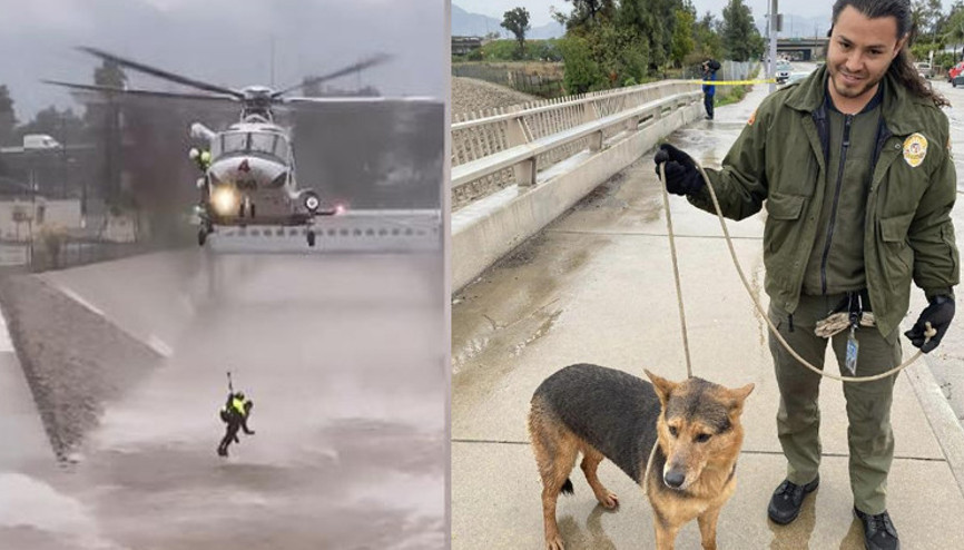 Köpeğinin peşinden kanala atladı, helikopterle kurtarıldı