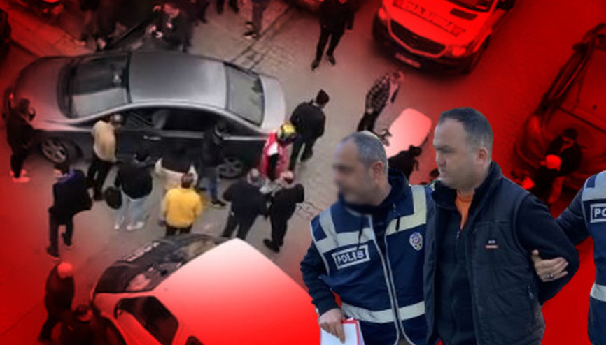 Yol verme tartışmasında polis memuru ile annesini iki araç arasına sıkıştırdı