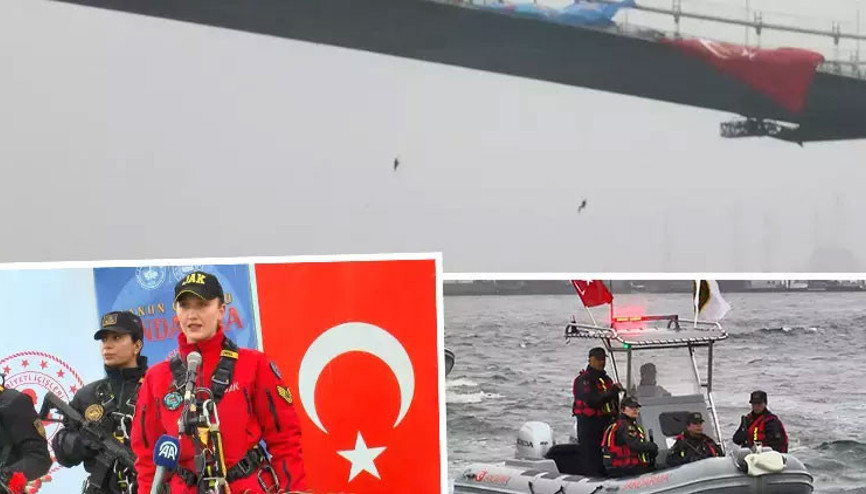 Kadın komandolar 15 Temmuz Şehitler Köprüsü’nden halatla indi