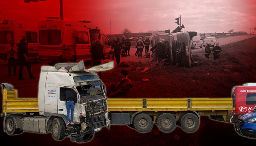 Tekirdağda korkunç kaza Tırla yolcu minibüsü çarpıştı: 5 ölü, 10 yaralı