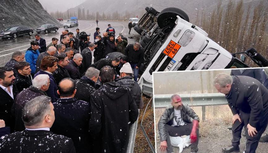 BBP Genel Başkanı Destici, yaralı şoföre yardım etti