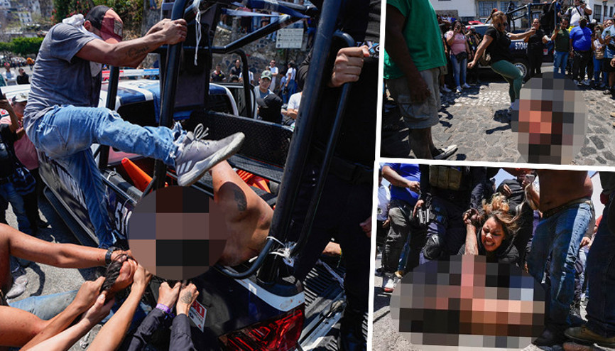 Öfkeli kalabalık polis arabasından çıkarıp öldürene kadar dövdü Dünya gündemine oturan görüntüler...