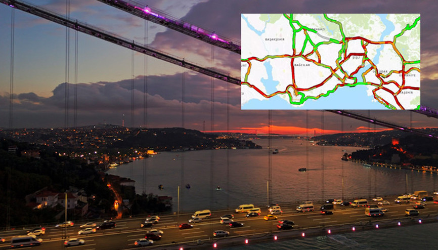 İstanbul trafik yoğunluğu haritası 5 Nisan 2024 | İstanbulda trafik yoğun mu İstanbul FSM, 15 Temmuz Şehitler Köprüsü, TEM, e-5 trafik var mı