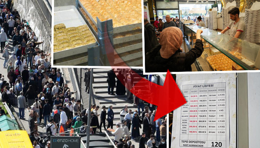 Fiyatı duyan koştu... İstanbulda ucuz baklava kuyruğu