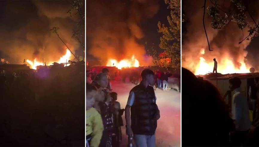 Sakarya’da korkutan yangın Mahalleli sokağa döküldü