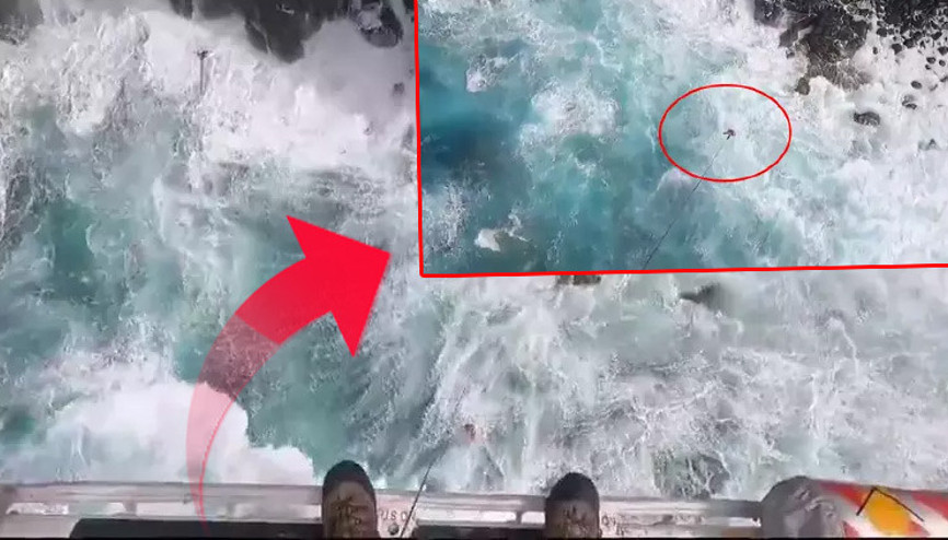 Fotoğraf tutkusu sonu oldu... Kurtarma operasyonu helikopter kamerasına yansıdı