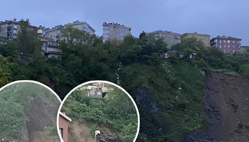 Gaziosmanpaşadaki toprak kayması kamerada... Cep telefonu ile kaydedildi