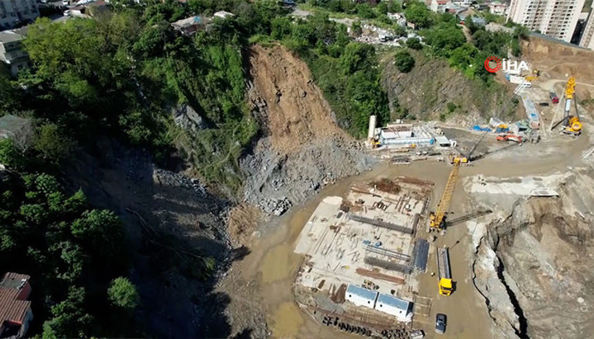 Gaziosmanpaşadaki heyelan bölgesinin son durumu havadan görüntülendi