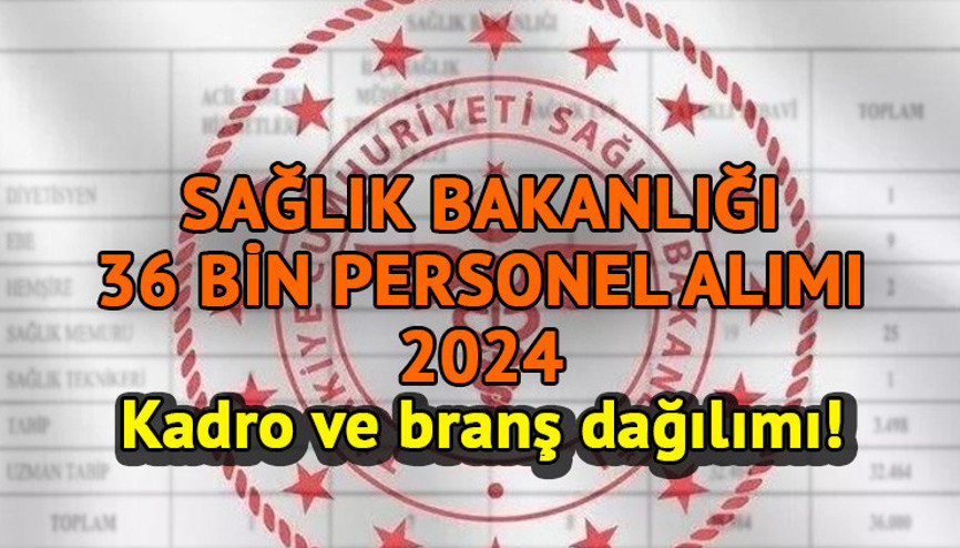 SAĞLIK BAKANLIĞI PERSONEL ALIMI BAŞVURU BİLGİSİ (Son durum) 30 Nisan || Sağlık Bakanlığı 36 bin personel alımı 2024 başvuruları ne zaman, kadro ve branş dağılımı belli oldu mu