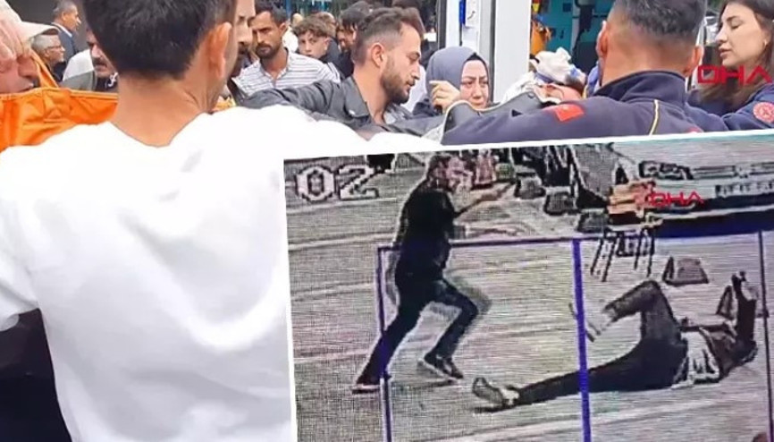 Tokatta başına keserle vurulan kişi yaralandı O anlar kamerada