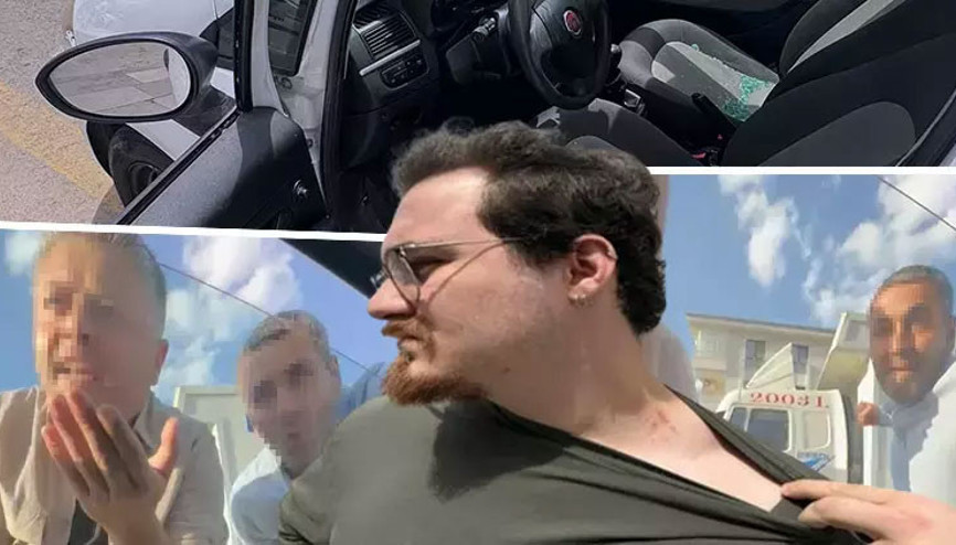 Trafik magandaları, kornayla uyaran sürücünün araç camını kırdı