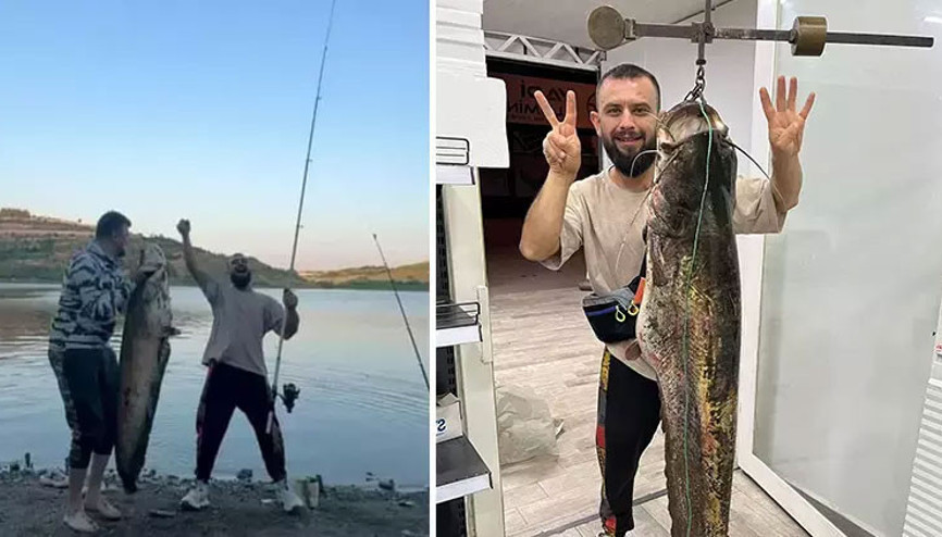 Baraj gölünde 24 kiloluk yayın balığı yakaladılar