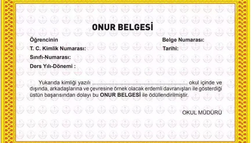 Onur belgesi alma şartları ve koşulları 2024 | Onur belgesi kimlere verilir, nasıl alınır, kimler alabilir