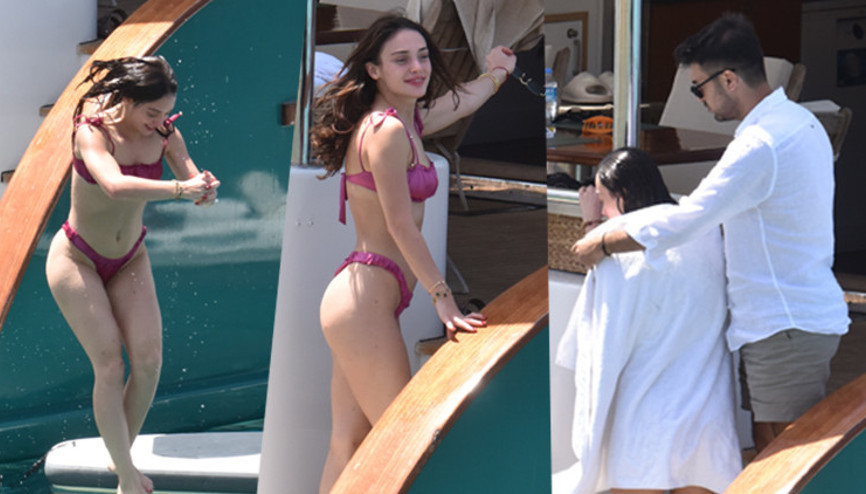 Genç oyuncu sevgilisiyle tekne tatilinde