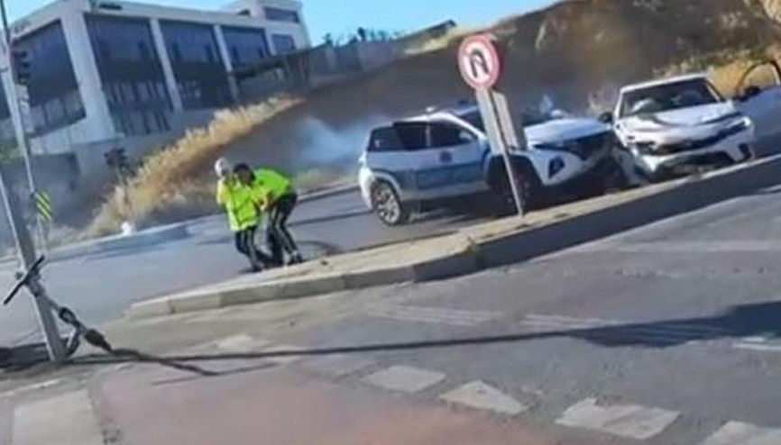 Beylikdüzünde korsan taksi ile trafik polisi aracı çarpıştı: 6 yaralı... Sürücüye ceza yağdı