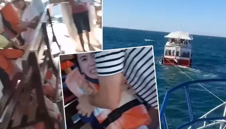Amasra’da gezi teknesi arızalandı: Panik anları kamerada