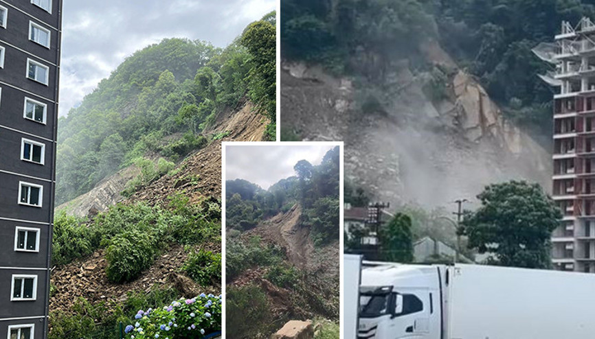 Artvinde heyelan anı kamerada