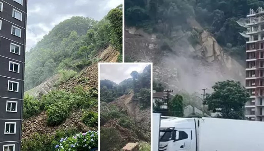 Artvin Hopa’da heyelan anı kamerada